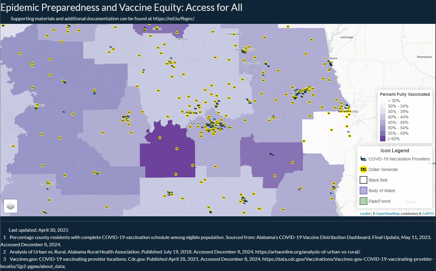 Screenshot of the Epidemic Preparedness and Vaccine Equity: Access for All shiny app